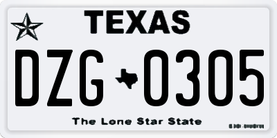 TX license plate DZG0305