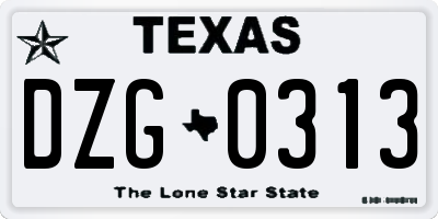 TX license plate DZG0313