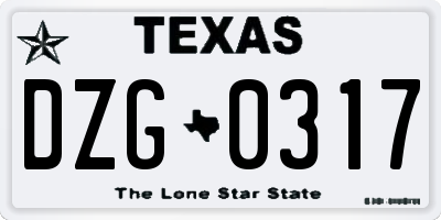 TX license plate DZG0317