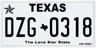 TX license plate DZG0318