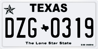 TX license plate DZG0319