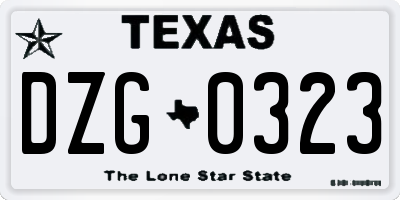TX license plate DZG0323