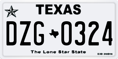 TX license plate DZG0324