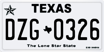 TX license plate DZG0326