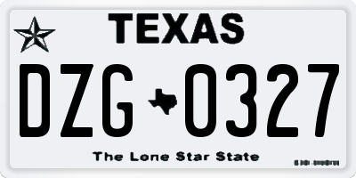 TX license plate DZG0327