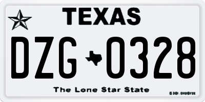 TX license plate DZG0328