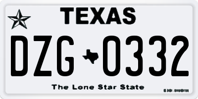 TX license plate DZG0332