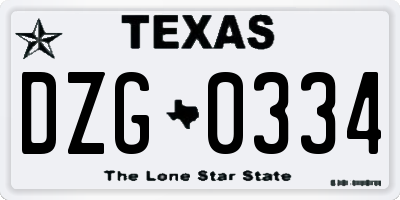 TX license plate DZG0334