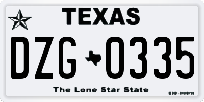 TX license plate DZG0335