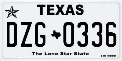 TX license plate DZG0336