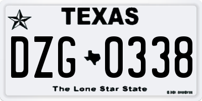 TX license plate DZG0338