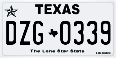 TX license plate DZG0339