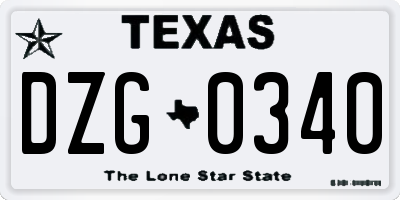 TX license plate DZG0340