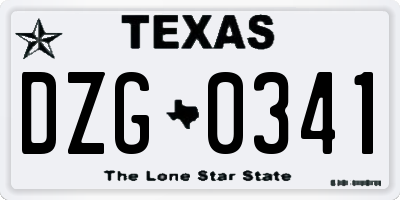 TX license plate DZG0341