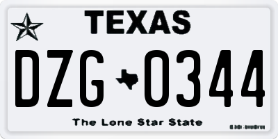 TX license plate DZG0344