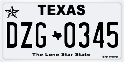 TX license plate DZG0345