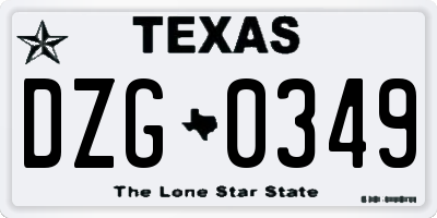 TX license plate DZG0349