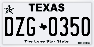 TX license plate DZG0350