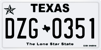 TX license plate DZG0351
