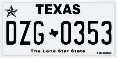 TX license plate DZG0353