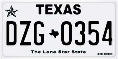 TX license plate DZG0354