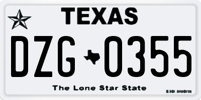 TX license plate DZG0355