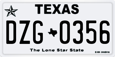 TX license plate DZG0356