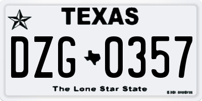 TX license plate DZG0357