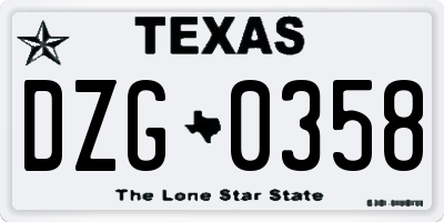 TX license plate DZG0358