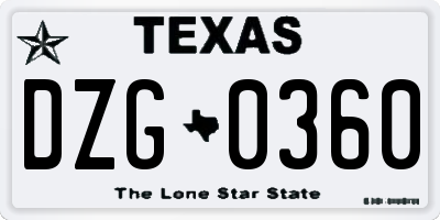 TX license plate DZG0360