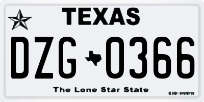 TX license plate DZG0366