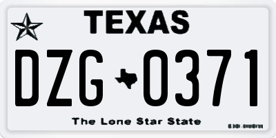 TX license plate DZG0371