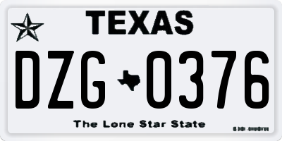 TX license plate DZG0376