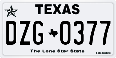 TX license plate DZG0377