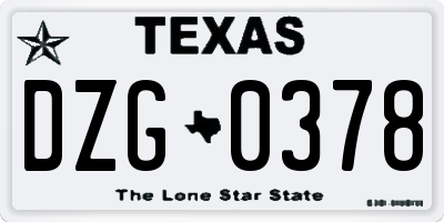 TX license plate DZG0378