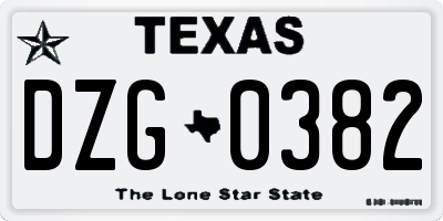 TX license plate DZG0382