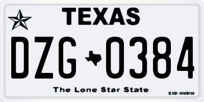 TX license plate DZG0384