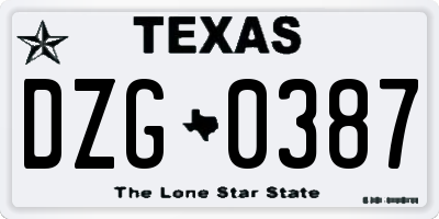 TX license plate DZG0387