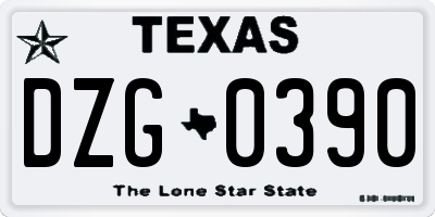 TX license plate DZG0390