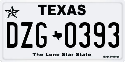 TX license plate DZG0393