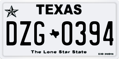 TX license plate DZG0394
