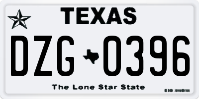 TX license plate DZG0396