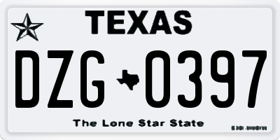 TX license plate DZG0397