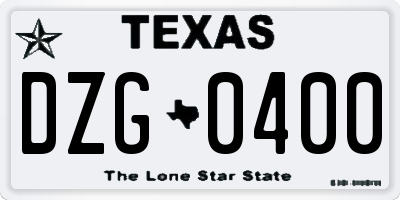 TX license plate DZG0400