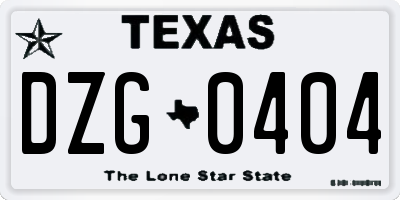 TX license plate DZG0404