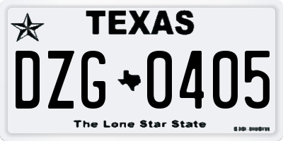 TX license plate DZG0405