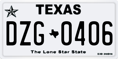 TX license plate DZG0406