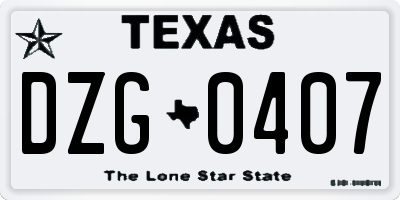 TX license plate DZG0407