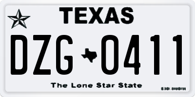 TX license plate DZG0411