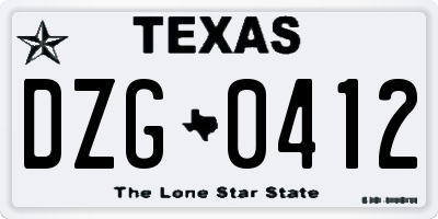 TX license plate DZG0412